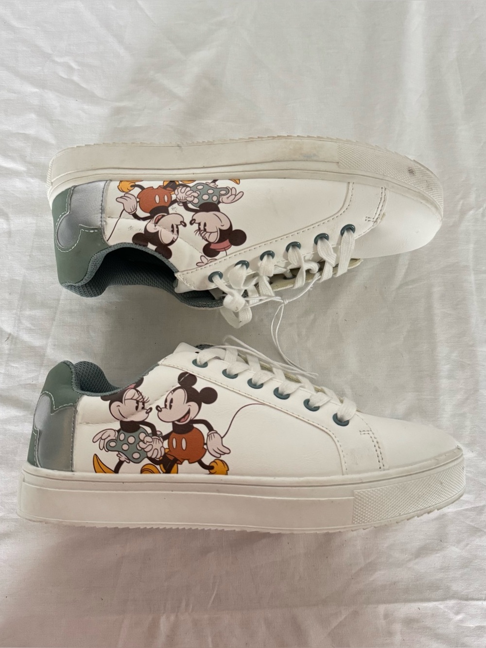 Disney White Sneakers with Mickey & Minnie Graphic 7